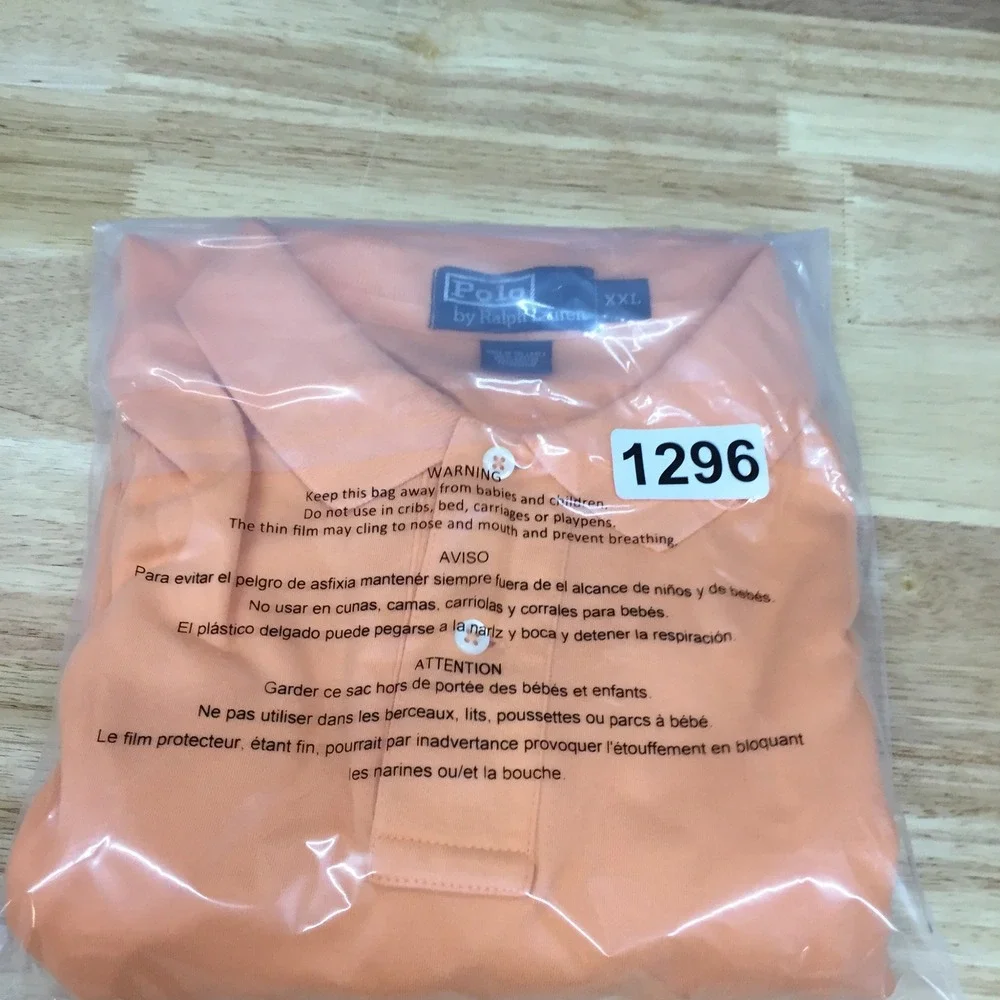 Polo Ralph Lauren Mens XXL Orange Short Sleeve Cotton Polo Shirt Blue Pony